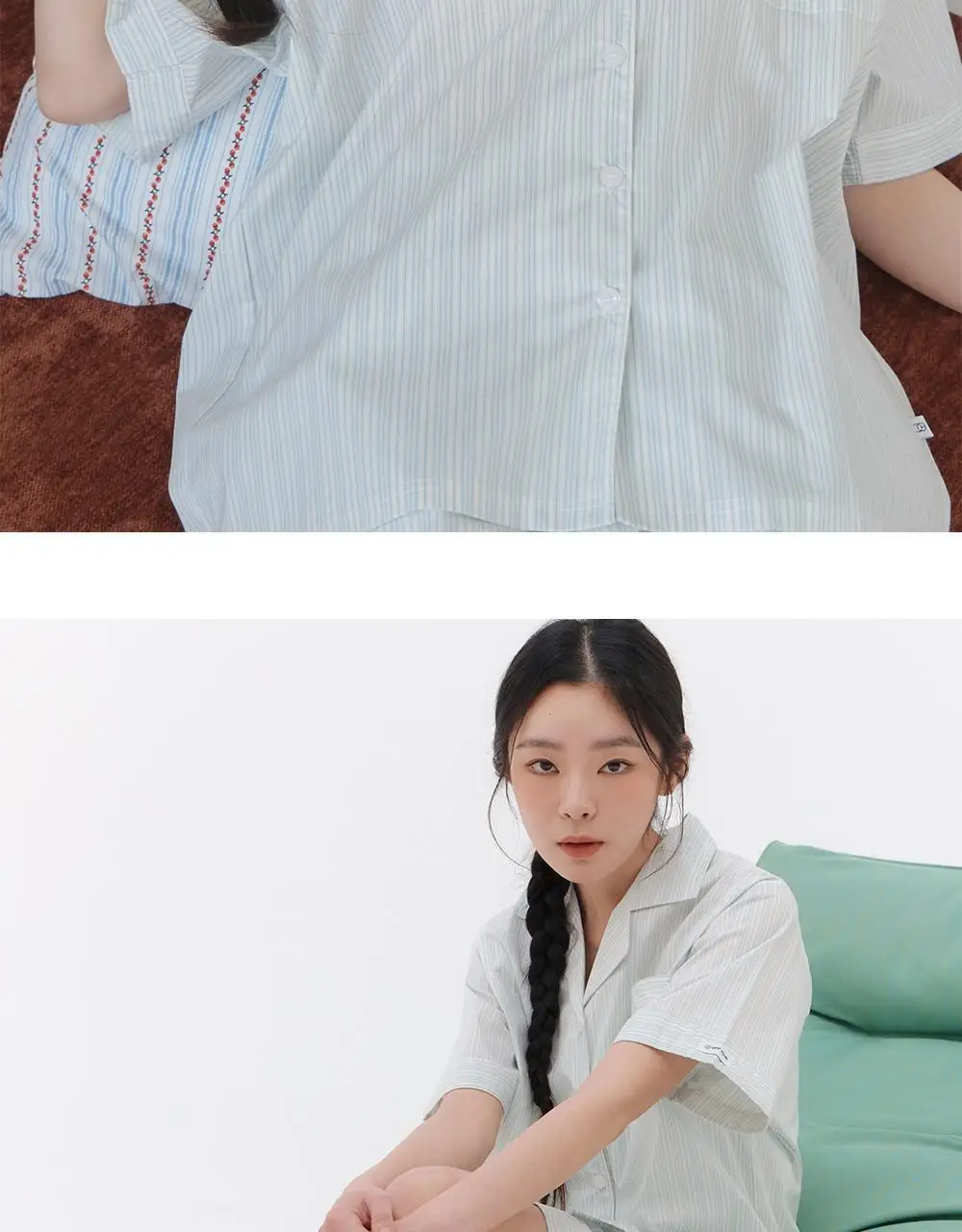 [곽민경 PICK] 오프아워 타이드리듬 치즈폼 반팔 잠옷 세트 (M / L / XL) 상세페이지 5